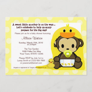 Monkey Baby Duckie Bath Shower Uitnodiging
