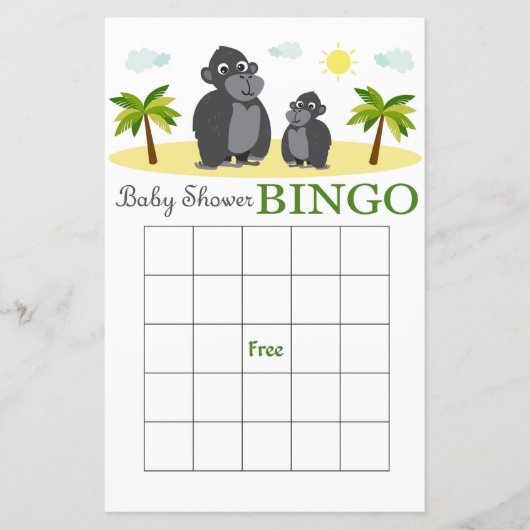 Monkey baby shower bingo card (Voorkant)