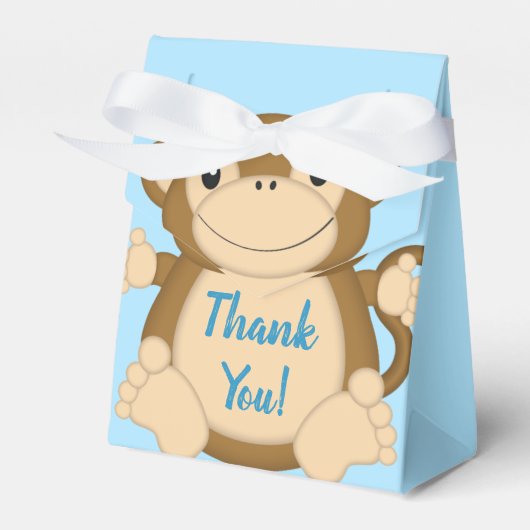 Monkey Baby shower Blue Bedankdoosjes (Voorkant Zijde)