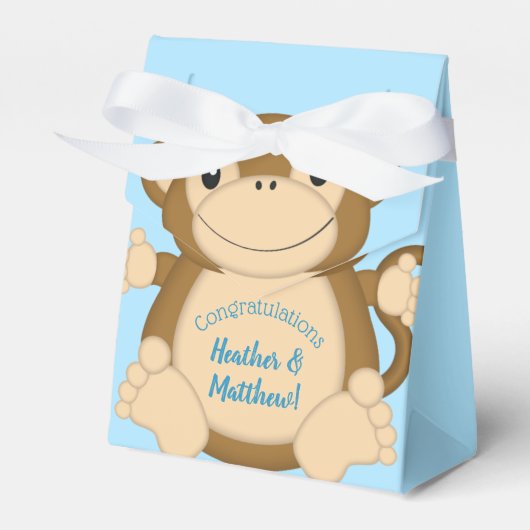 Monkey Baby shower Blue Bedankdoosjes (Voorkant Zijde)