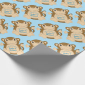 Monkey Baby shower Blue Cadeaupapier (Hoek)