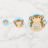Monkey Baby shower Blue Confetti (Achterkanten)