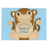 Monkey Baby shower Blue Groot Cadeauzakje (Achterkant)