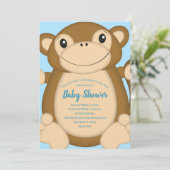 Monkey Baby shower Blue Kaart (Staand voorkant)