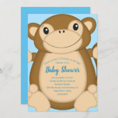 Monkey Baby shower Blue Kaart (Voorkant / Achterkant)