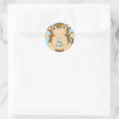 Monkey Baby shower Blue Ronde Sticker (Tas)