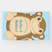 Monkey Baby shower Blue Spandoek (Horizontaal)