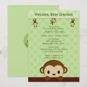 MONKEY Baby shower Calls Polka Dot GREEN MPP3 Kaart (Voorkant / Achterkant)