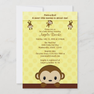 MONKEY Baby shower Calls Polka Dot YELLOW MPP Kaart