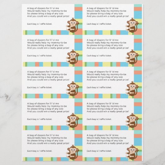 Monkey Baby shower Diaper Raffle (Voorkant)