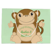 Monkey Baby shower Green Groot Cadeauzakje (Achterkant)