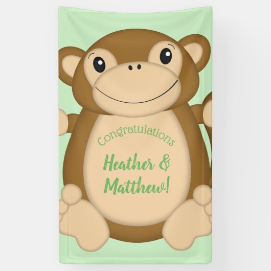 Monkey Baby shower Green Spandoek (Verticaal)