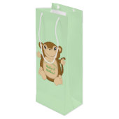 Monkey Baby shower Green Wijn Cadeautas (Achterkant Gekanteld)