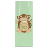Monkey Baby shower Green Wijn Cadeautas (Voorkant)