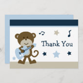 Monkey Baby shower - Hartelijk dank Bedankkaart (Voorkant / Achterkant)