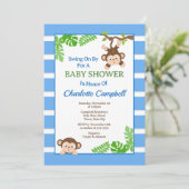 Monkey Baby shower Invitation, Monkey Boy Invitati Kaart (Staand voorkant)