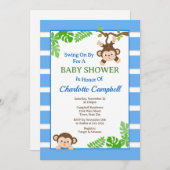Monkey Baby shower Invitation, Monkey Boy Invitati Kaart (Voorkant / Achterkant)