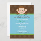 Monkey Baby Shower Invitations Garçon (Devant / Derrière)