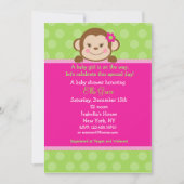 Monkey Baby Shower Invitations Girl (Devant)