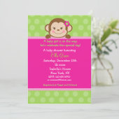 Monkey Baby Shower Invitations Girl (Debout devant)