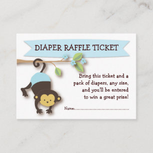 Monkey Baby shower Luier Raffle Ticket Insert Informatiekaartje