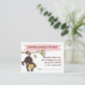 Monkey Baby shower Luier Raffle Ticket Insert Informatiekaartje (Staand voorkant)