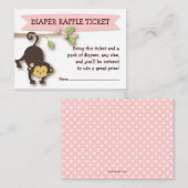 Monkey Baby shower Luier Raffle Ticket Insert Informatiekaartje (Voorkant / Achterkant)
