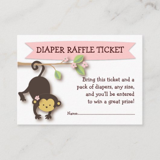 Monkey Baby shower Luier Raffle Ticket Insert Informatiekaartje (Voorkant)