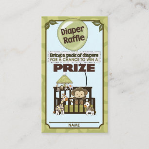 Monkey Baby shower LUIER RAFFLE TICKETS CA-Blue Informatiekaartje