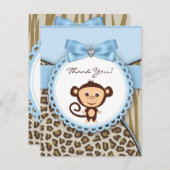 Monkey Baby shower Merci Cartes (Devant / Derrière)