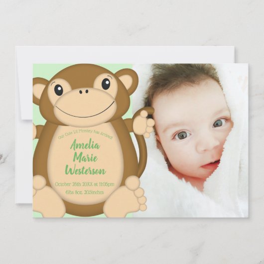 Monkey Baby shower Oerwoud Kaart (Voorkant)
