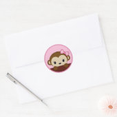 MONKEY Baby shower Polka Dot PINK GIRL-zegel Ronde Sticker (Envelop)