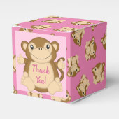 Monkey Baby shower Roze Bedankdoosjes (Voorkant Zijde)