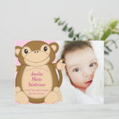 Monkey Baby shower Roze Kaart (Staand voorkant)