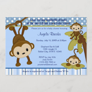 MONKEY Baby shower Uitnodiging 3 Kleine apen