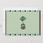 Monkey Baby shower Uitnodiging BLAUWGROEN (Achterkant)