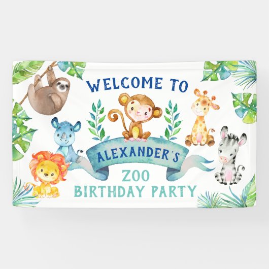 Monkey Backdrop, Zoo party Spandoek (Horizontaal)