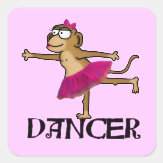 Monkey Ballet Vierkante Sticker (Voorkant)