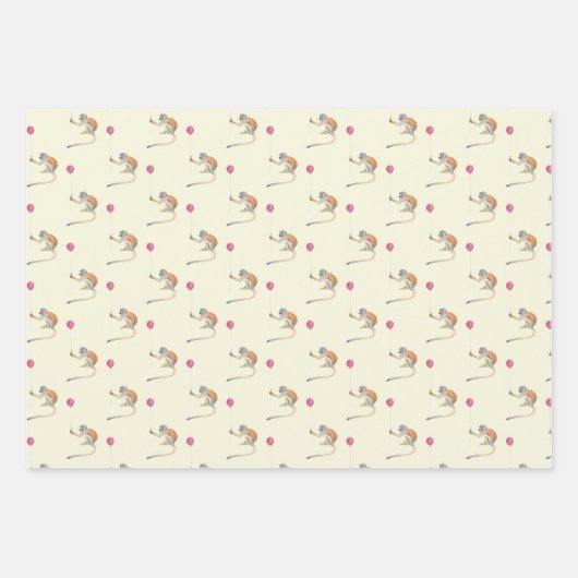 Monkey Balloon Party Cadeaupapier Set - Tonkinson (Voorkant)
