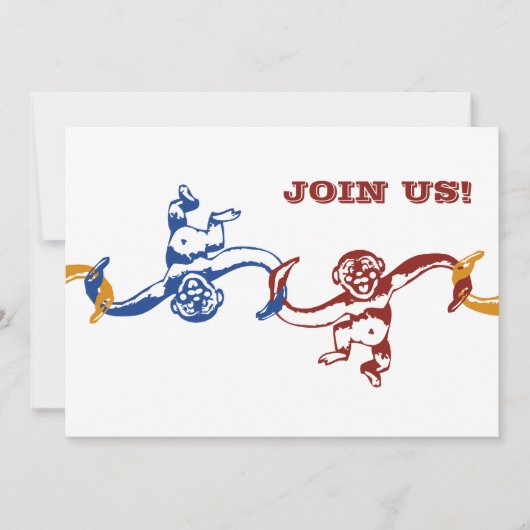 Monkey Barrel Birthday Uitnodiging (Voorkant)