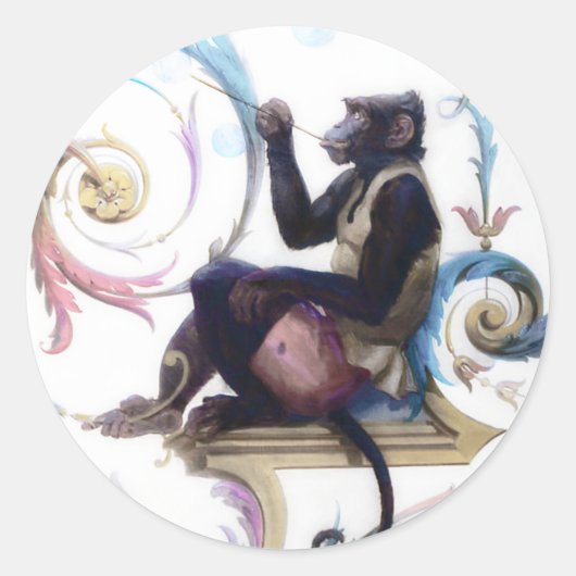 Monkey Bgloebels Ronde Sticker (Voorkant)