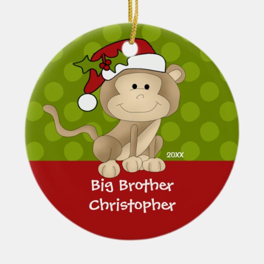 Monkey Big Brother kerstversiering Keramisch Ornament (Voorkant)