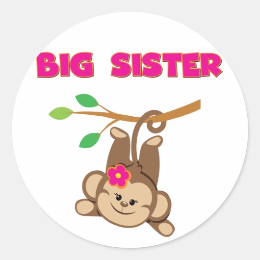 Monkey Big Sister Ronde Sticker (Voorkant)