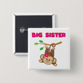 Monkey Big Sister Vierkante Button 5,1 Cm (Voorkant /achterkant)