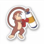 Monkey bij Boxing met Punch bag Sticker (Voorkant)