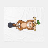 Monkey bij Sterke training met Dumbbell Fleece Deken (Voorkant (Horizontaal))