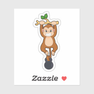 Monkey bij Sterke training met Dumbbell Sticker