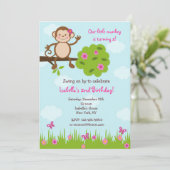 Monkey Birthday Party Invitation Kaart (Staand voorkant)