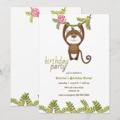 Monkey Birthday Party Invitation Kaart (Voorkant / Achterkant)