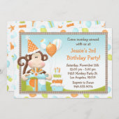 Monkey Birthday Party Invitation Kaart (Voorkant / Achterkant)
